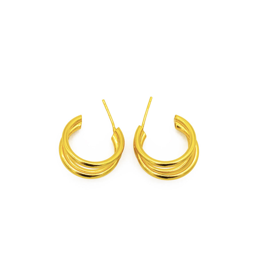 'Kaven' gold layered look hoop earrings in sterling silver