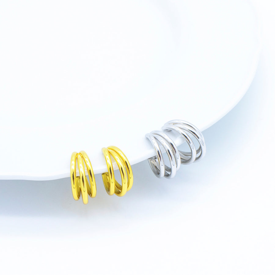 'Kaven' gold layered look hoop earrings in sterling silver