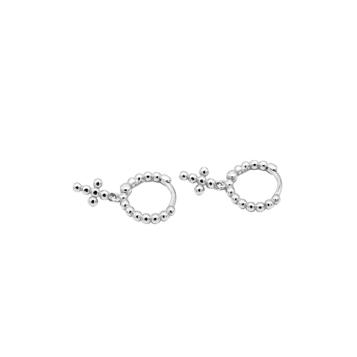 'Parral' silver hoop earrings with a sterling silver cross pendant