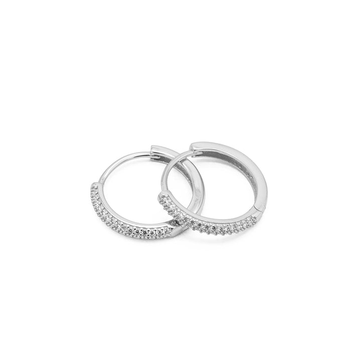 'Kimto' silver large hoop earrings hoops huggies sterling silver zirconia