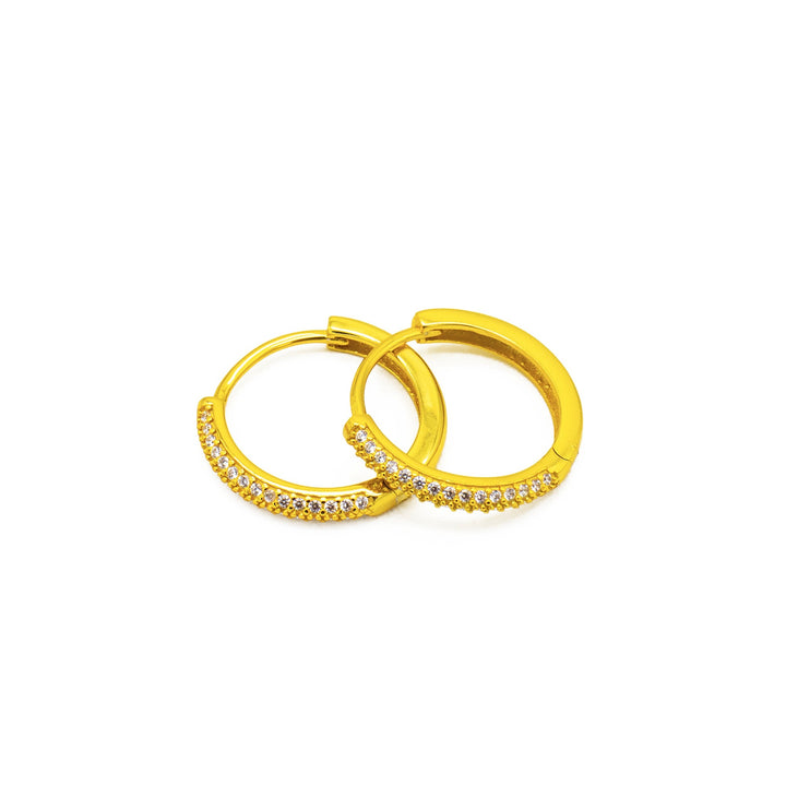 'Kimto' gold large hoop earrings hoops huggies sterling silver zirconia