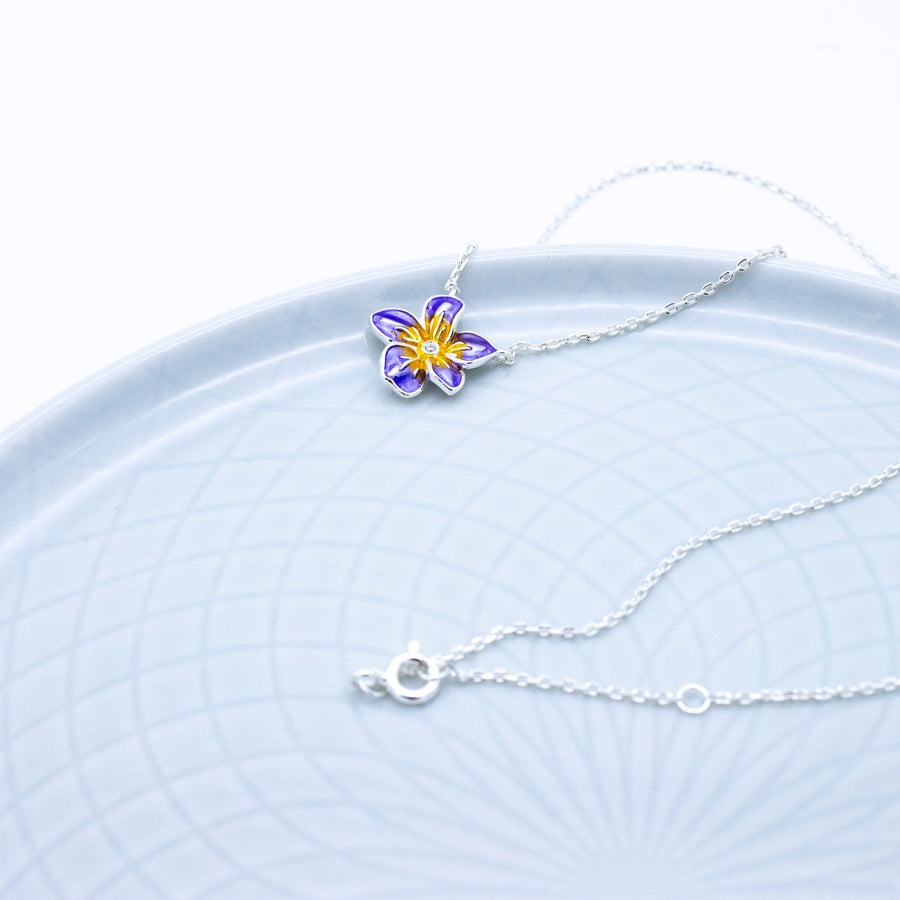 'Mapiri' silver necklace with orchid flower pendant in sterling silver