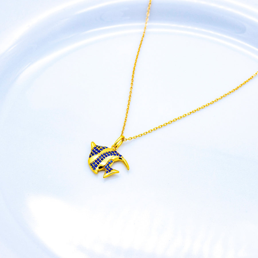 'Janelle' gold necklace with fish pendant made of 925 silver