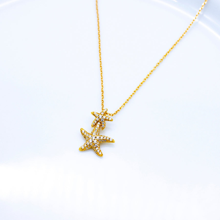 'Kribi' gold necklace with starfish pendant made of 925 silver