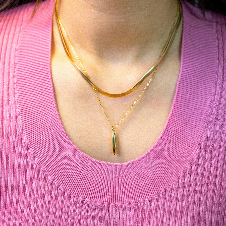 'Piura' gold necklace with sterling silver pendant