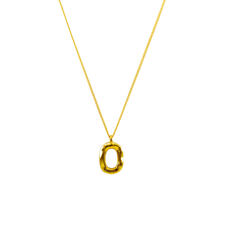 'Tara' gold necklace with O-shape pendant made of 925 sterling silver