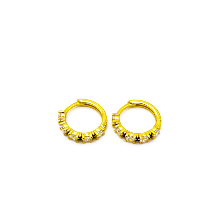 'Kiloli' gold hoop earrings hoops huggies zirconia made of 925 sterling silver