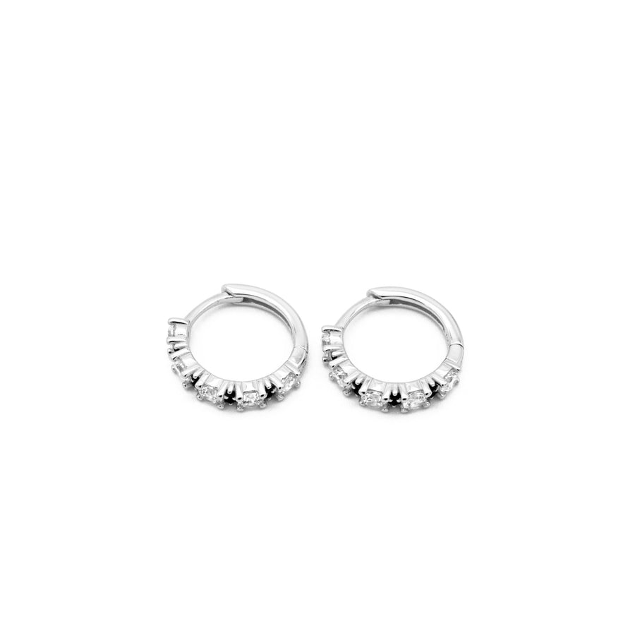 'Kiloli' silver hoop earrings hoops huggies zirconia made of 925 sterling silver