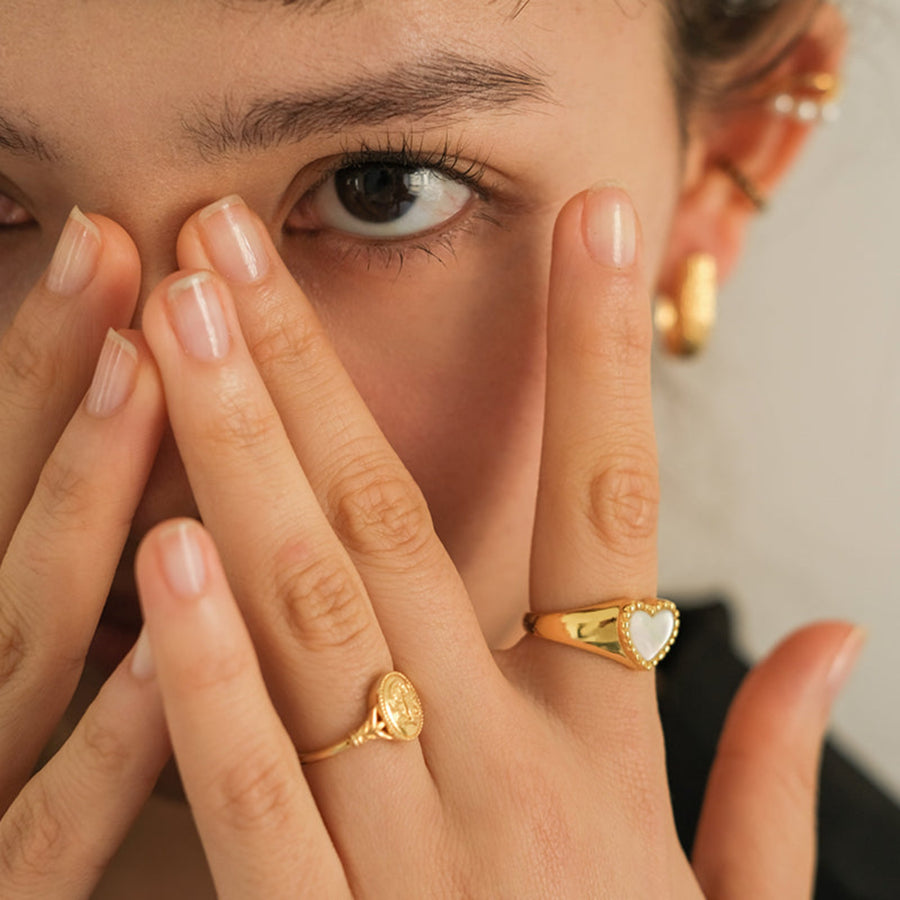 'Eros' gold heart open ring made of 925 sterling silver