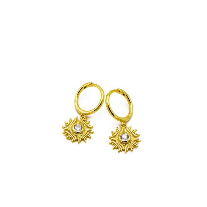 'Okoka' gold 925 sterling silver radial hoop earrings