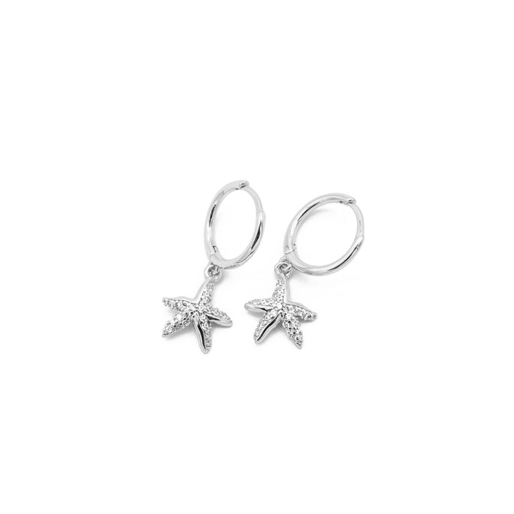 'Warri' silver hoop earrings with starfish pendant made of 925 sterling silver