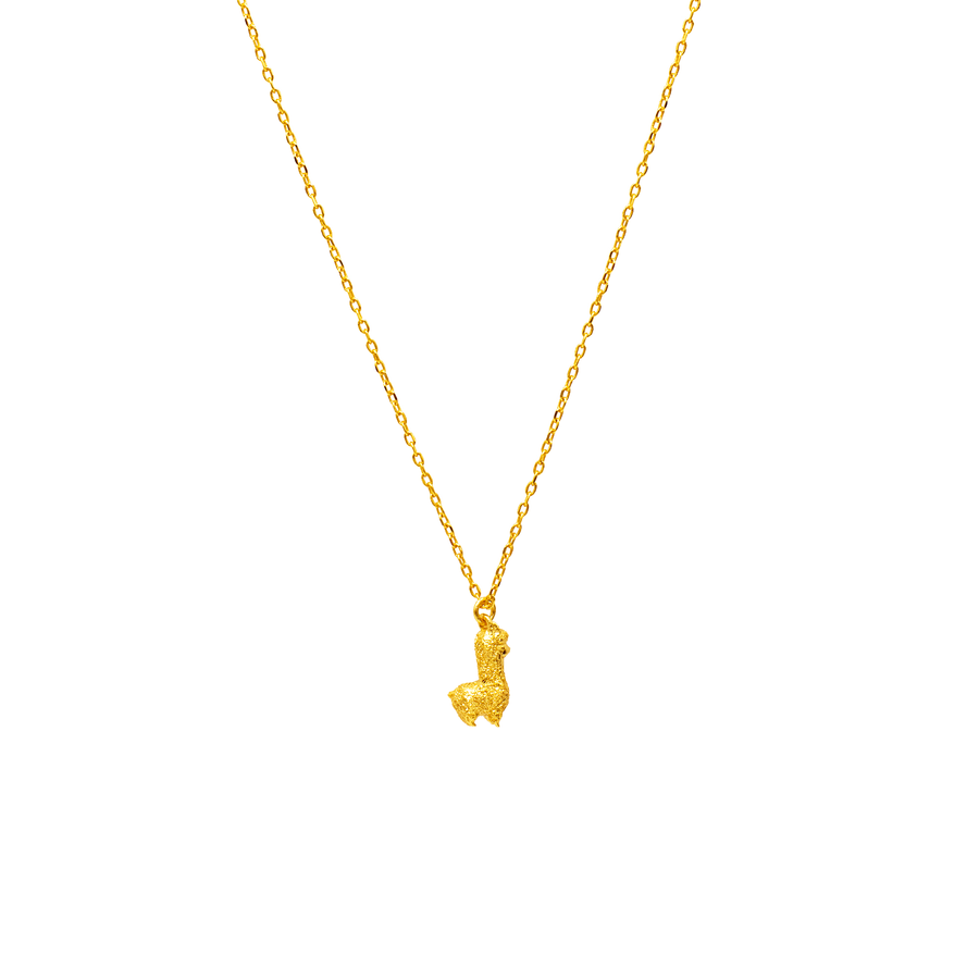 'Alpaca' gold necklace with alpaca pendant made of 925 sterling silver