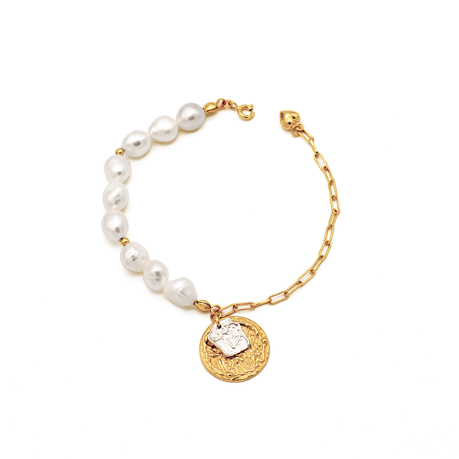 'Maya' champagne gold bracelet with pendants made of 925 sterling silver