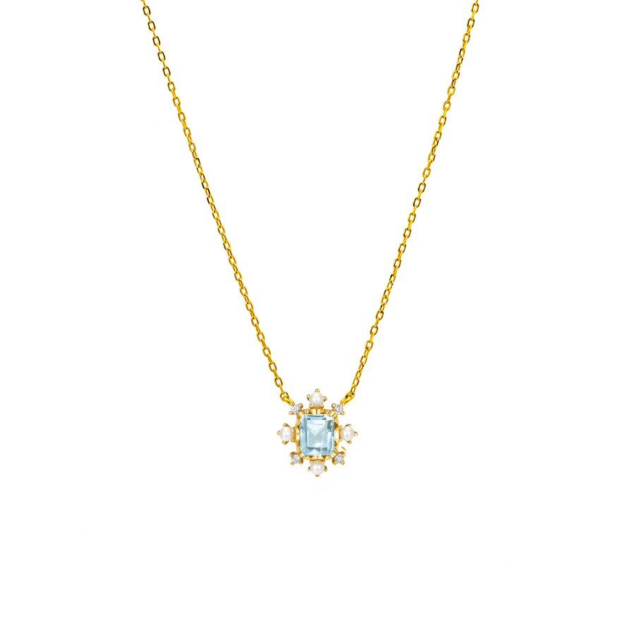 'Saute' gold cable chain with topaz gemstone made from 925 sterling silver