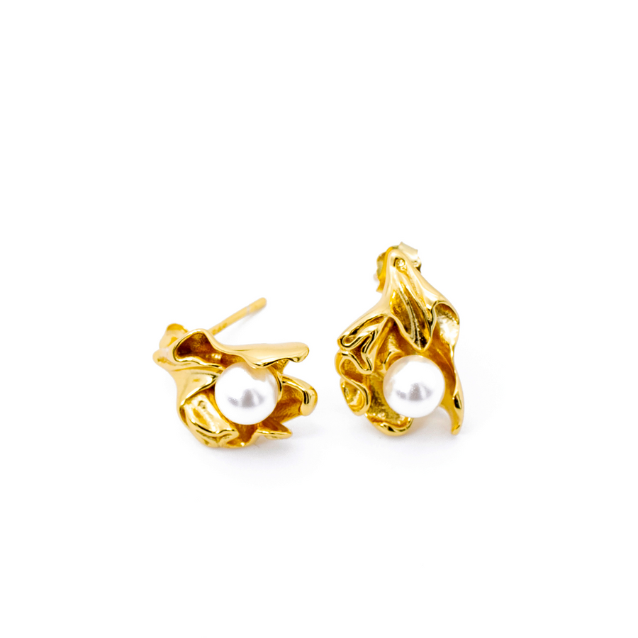 'Giovanna' gold earrings-studs made of 925 sterling silver