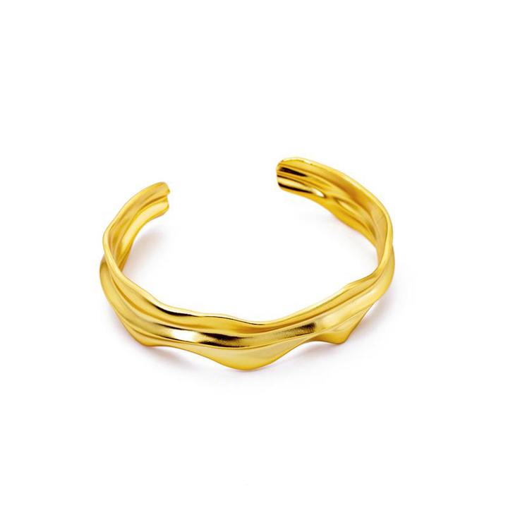 'Nesoi' gold bangle wavy made of 925 sterling silver