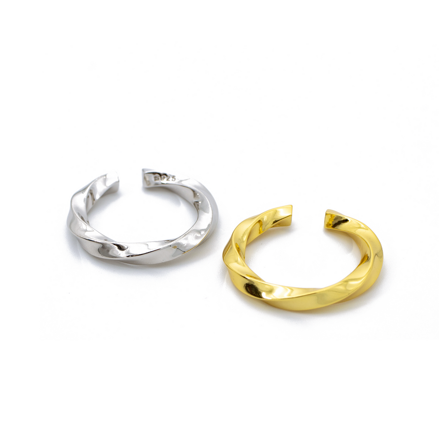 'Afcano' gold open ring/ear cuff made of 925 sterling silver