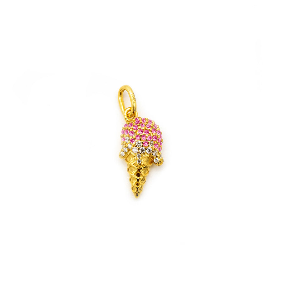 'Reese' gold chain with ice cream cone pendant made of 925 sterling silver