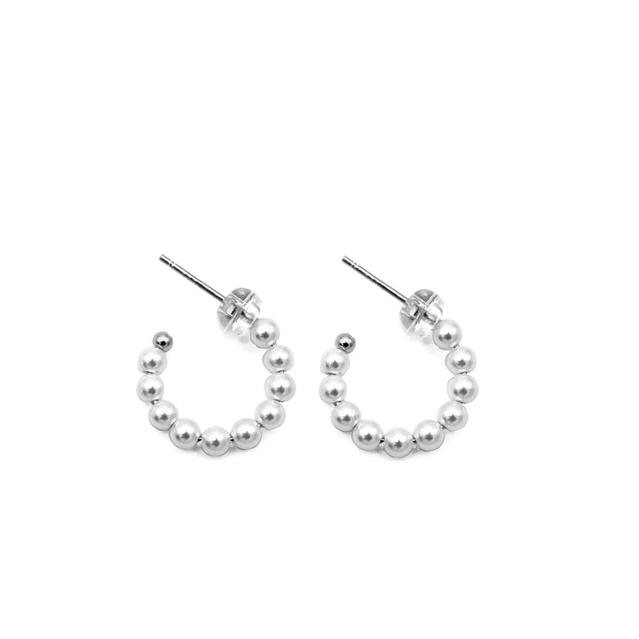 'Harper' silver beaded earrings Hoops made of 925 sterling silver